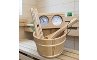 Natural Wood Sauna Accessory Bundle Allcomplete Sauna Pail and Ladle Set Traditional Complete for Homeowners, Home Spa, Bathhouse