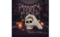 Cranium with Spectral Hand Halloween Cranium Ornament Small Decorations for Goths, Party Hosts, Spooky House, Office Desk