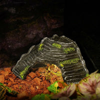 Textured Rock-like Snake Hide for Aquatic Tank, Turtle Tank Basking Area and Snake Hide, Dark Dark Gray Standalone Reptile Habitat Decor