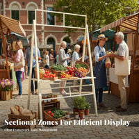 Portable Mobile Vendor Booth Heavy Duty Wrought Iron Stall Shelf Weather Resistant Promotional Sales Rack Wide Countertop for Street Vendors, Small Business Owners, Event Promoters, Night Markets, Trade Exhibit S, Festivals, Shopping Malls