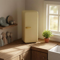 Miniature Refrigerator Realistic Details Doll Kitchen Refrigerator Handmade Retro Metal Mini Fridge for Children, Hobbyists