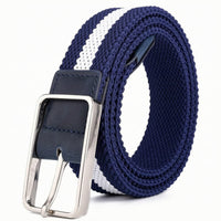 Woven Belt with Metal Buckle Braided Stretch Belt with Pin Buckle Waistband Elastic Casual for Men, Daily Wear, Travel