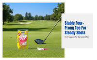 Golf Tee, 83mm Plastic Four-Prong Stable Holder, Low Drag, Durable, Assorted Colors, Boxed