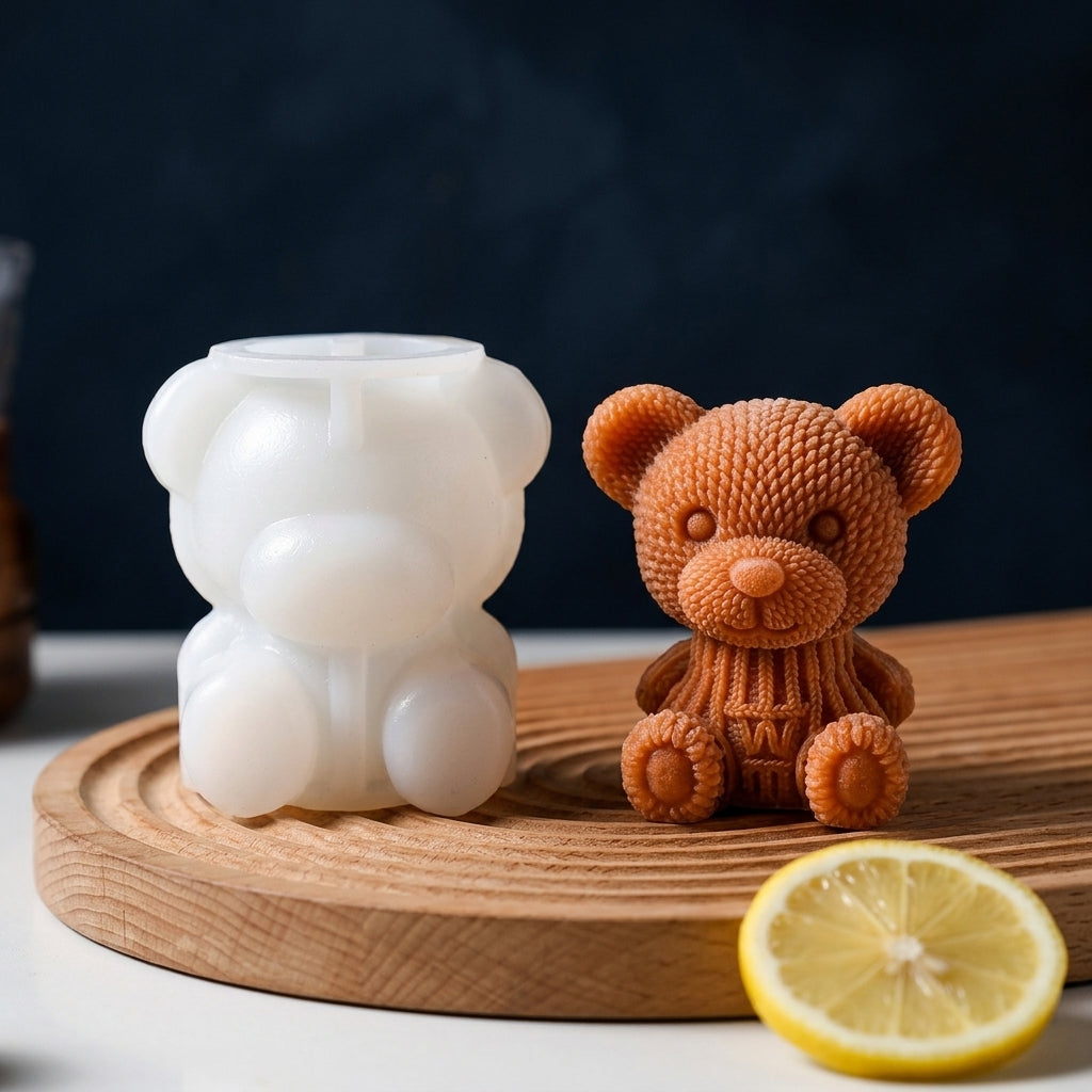 Baby Food Grade Material Silicone Ice Tray, Cute Bear Shaped Novelty Ice for Coffee, Easy to Demould and Easy Release, Single Piece DIY Design