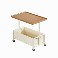Minimalist Design 2-Tier Trolley Table Mobile Design 2-Tier Rolling Organizer 360° Rotating Wheels Storage Cart Spacious Tabletop for Apartment Dwellers, Homeowners, Away Ice Workers, Living Room, Bedroom, Small Areas, Kitchen