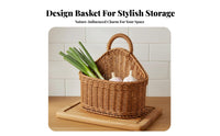 Imitation Rattan Hanging Basket Versatile Wall Hanging Storage Basket Lightweight Long-Lasting for Students, Kitchen, Bathroom