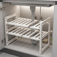 Sink Organiser and Storage Rack, 2 Tier Freestanding Sink Tidy, Kitchen Storage Organiser for Cupboard Organisation and Space Saving