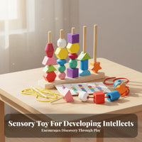 Educational Stacking and Lacing Beads Set Fine Movement Skills Development Lacing Beads Toy Set Hand-Eye Coordination for Preschoolers