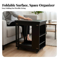 Three-Tier Foldable Trolley Space-Saving Mobile Furniture With Casters Adaptable for Students, Educators, Living Room