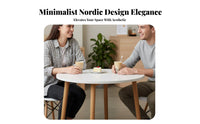 Nordic Design Round 4-Person Table Minimalist Design Cafe Furniture Space Saving Stable Base for Apartment Dwellers, Homeowners, Families, Dining Room, Coffee Bar, Office, Kitchen