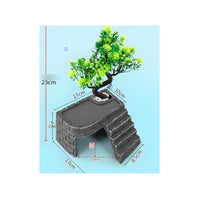 Turtle Basking Dock Heavy and Sinkable Resin Basking Dock Multi-Versatile Design Tortoise Hide Cave for Terrarium