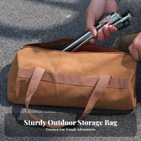 Tent Stake Bag Large Capacity Camping Tool Pouch Portable Canvas Peg Bag for Backpackers, Handymen, Campsite, Hiking, Picnic