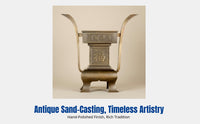 Brass Square Offering Set, Incense Burner, Candle Holder, Home Buddhist Altar, Chinese Design