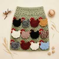 Crocheted Egg Collecting Apron with Pockets Rustic Crochet Egg Apron Multi-Pocket Textured for Gardeners