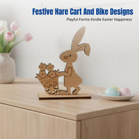 Easter Bunny Wooden Decoration, Handmade Wheelbarrow Decor, Holiday Gift, Festive Ornament