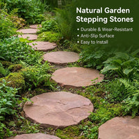 Garden Stepping Stones, Reddish-Brown Stone Stepper, Non-Slip Weatherproof Outdoor Pathway Paver for Courtyard, Hard Wear-Resistant