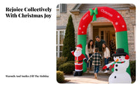 Red and Green Santa Snowman Arch Snowflake Print Inflatable Christmas Arch Festive Outdoor Christmas Decoration Stable Support