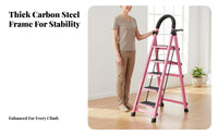 Foldable Folding Step Ladder Space-Saving Portable Step Ladder Multi-Functional Anti-Slip for Homeowners, DIY Enthusiasts, Handymen, Indoor, Kitchen, Garage, Office