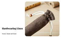 Double Layer Bamboo Flute Bag Thickened Drawstring Flute Bag Faux Linen Texture for Music Students, Musicians, Storage, Travel, Performances