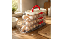 Rotating Egg Holder Organizer Multi Layer Stackable Egg Tray Handle Design Household Storage