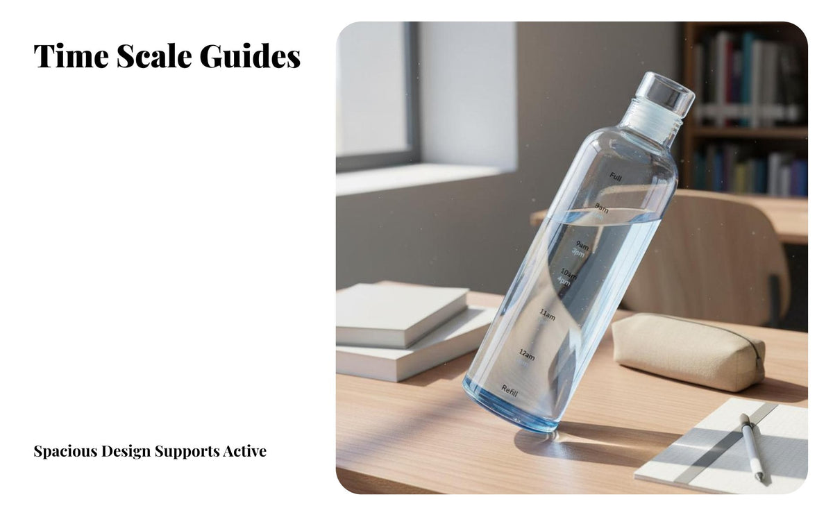 Time Marker Glass Bottle Large Capacity Glass Bottle with Time Marker Stylish Design Drinkware for Students, Fitness Enthusiasts, School, Home, Travel