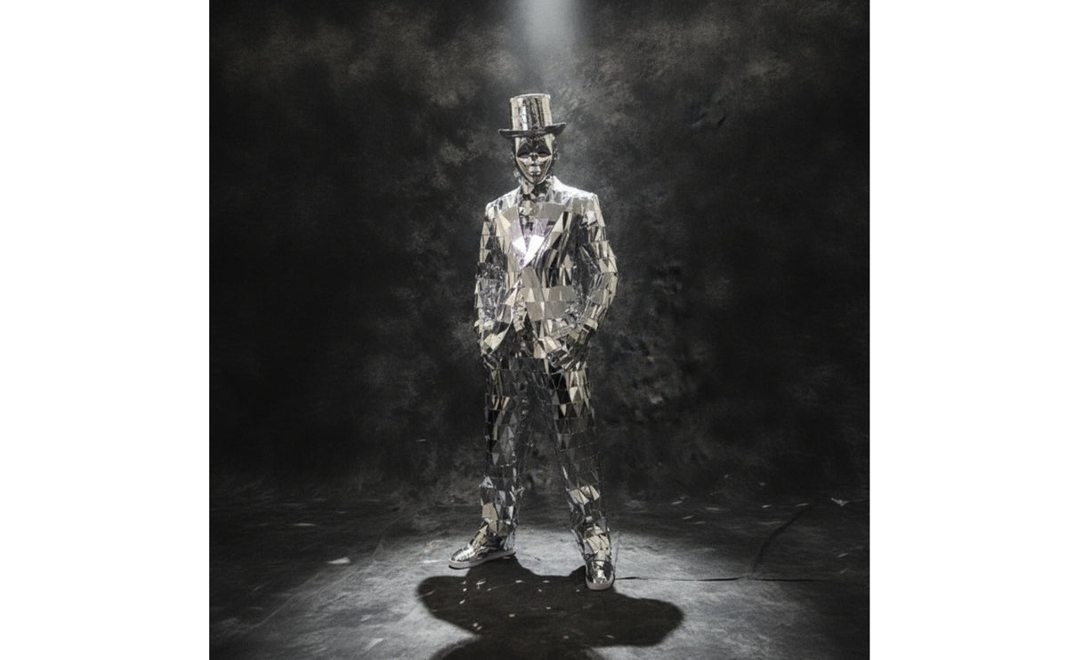 Mirror Suit Costume with Shoes Futuristic Reflective Performance Suit Shiny Stage Outfit for Artists