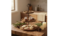 3 Tier Cake Stand Rustic Wooden Tiered Tray Space Saving Round Dessert Display Rack for Party