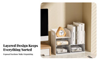 Stackable Desk Shelf with Drawer Space-Saving 2-Tier Organizer Stand