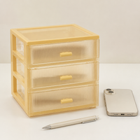 Desktop Storage Letter Case, Document Case, 3 Drawers, Desk Organizer, Plastic, 18L