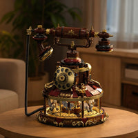 Telephone Building Set with Carousel Base Illuminated Telephone Model Kit with Lights Carousel Model Decorative for Builders