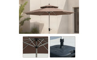 Patio Umbrella with Base Aluminum-Pole Outdoor Umbrella with Base Large Shade Area Double Top for Homeowners, Cafe Owners, Garden, Backyard, Balcony