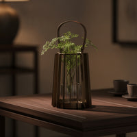 Lantern with Glass Insert Open Frame Wire Cage Lantern Cage Candle Holder Decorative Tabletop for Living Room, Entryway