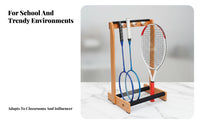 Tennis and Badminton Racket Stand Solid Wood Construction Wooden Racket Holder Easy Access for Coaches, Schools, Sports Teams, Retail Stores