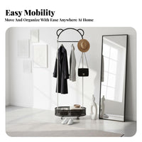 Minimalist Design Rolling Clothes Organizer with Hamper Space-Saving Laundry Butler with Hanging Bar Sturdy Frame Garment Rack Lockable Casters for Apartment Dwellers, homeowners, Small areas, Dorm Room, Entryway, room-sized Closet