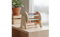 Educational Rolling Reasoning Mechanism Training Wooden Rolling Drum Rainbow Colors Wooden Bead Roller for Nursery