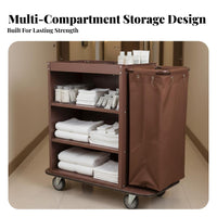 Housekeeping Trolley Cart Multi-Functional Janitorial Push Cart Multifunctional Industrial Cleaning Trolley for Housekeepers, Guest Rooms, Hospital