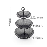 Nordic Design Tiered Fruit Basket Ventilated Airflow Metal Fruit Bowl Stand Rust-Proof Countertop Snack Holder Hand-Welded for Office, Parties