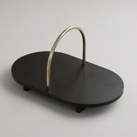 Black Oval Serving Tray Minimalist Serving Item Stable Household Base Decor