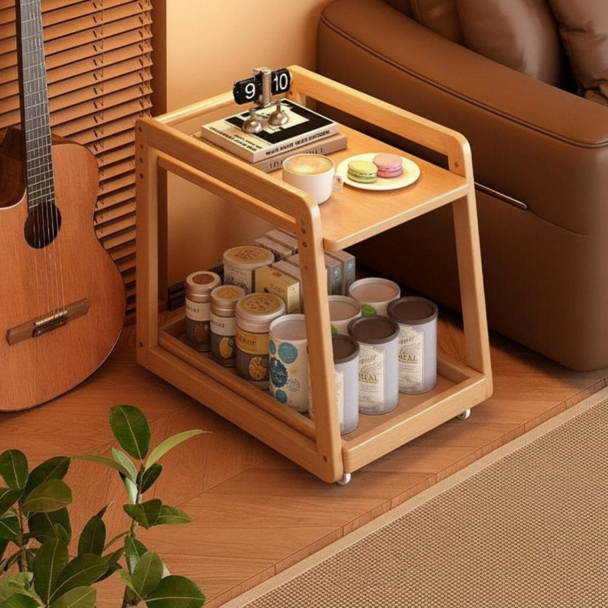Multi-Functional Curved designd over-Couch Table with Shelves Space-Saving Design Curved designd Rolling Table Easy to Assemble Indoor Furniture Rounded Corners for Home Office Workers, Apartment Dwellers, residents, Living Room, Bedroom, Small areas