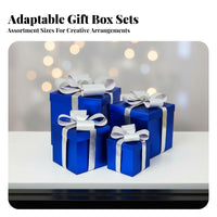 Festive Design Empty Gift Box Stackable Christmas Gift Box Vibrant Colors Christmas Present Prop Sturdy Cardboard for Visual Merchandisers, Event Planners, Shopping Mall, Holiday Season, Photo Backdrop, Parties