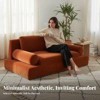 Straight-Line plush fabric Couch Minimalist Design Sofa Modern look Living Room Seating for Homeowners, Book Lovers, perusing corner, Reception Area, Bedroom