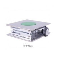 Stainless Steel Scissor Lift Platform Square Top Manual Lifting Platform Polished Finish Laboratory Lift Stand Green Pad for Scientists, Equipment Setup