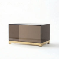 Acrylic Display Box Transparent Brown Collectible Showcase Gold-Metal Base Storage Item