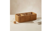 Woven Desktop Storage Box Rattan Desk Organizer Compact Rattan Storage Box for Home Office