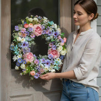 Year-Round Blossom Flower Wreath Full and Realistic Seasonal Flower Wreath Handmade Home Decoration Long-Lasting for Entryway, Wall