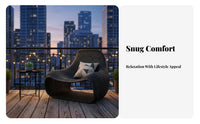 Minimalist Design Low-Profile Woven Chair Weather-Resistant Woven Scoop Armchair Breathable Weave Seating Furniture Handwoven for Adults, Homeowners, Book Lovers, Balcony, Garden, Sunroom, Lounge Area