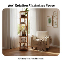 360-Degree Rotation Multi-Tier Rotating Bookshelf Space-Saving Revolving Book Shelving 360-Degree Rotating Mobile Design Bookcase Large Capacity for Homeowners, Collectors, Bedroom, Study Room, Corner Areas, Home Office