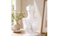 Resin Jewelry Mannequin Bust Sculpted Jewelry Display Bust Stable Necklace Display Stand Half-Body for Boutique Owners, Jewelers, Vanity