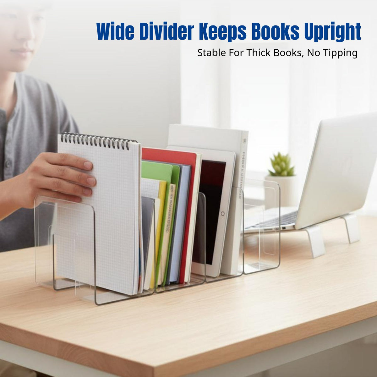 Acrylic Book Stand, Desktop Organizer, Transparent Divider, Thickened Sturdy Rack for Office or Home