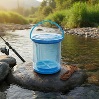 Portable Foldable Catch Container with Rope Transparent Top Fishing Container Multiuse Live Catch Container for Fishermen, Anglers, Stream